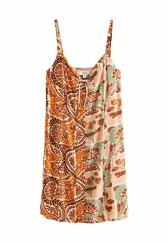 Дневное платье Tie Front Tall Regular Fit Next, коричневое