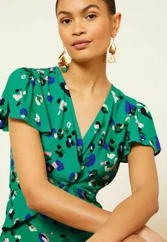 Дневное платье TWIST DETAIL V NECK FRONT SPLIT REGULAR FIT Love & Roses, зеленый