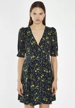 Дневное платье V NECK SLEEVE FLORAL PRINT Glamorous, черный