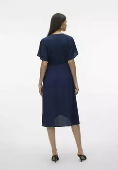 Дневное платье VMSAKI SS CALF WRAP GA NOOS Vero Moda, темно-синий