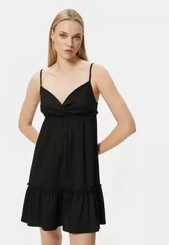 Дневное платье VOLUMINOUS MINI STRAPPY Koton, черный