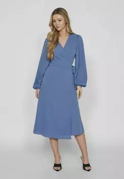 Дневное платье WICKEL LANGRMELIGES MIDI VILA, темно-синий