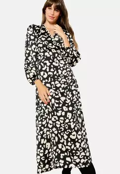 Дневное платье WRAP WITH LEOPARD PRINT LolaLiza, черный