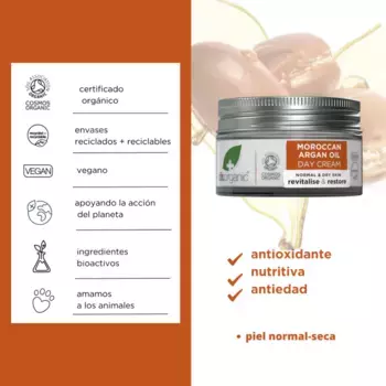 Дневной крем для лица Moroccan Argan Oil Crema de Da Dr Organic, 50 ml