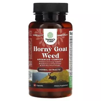 Добавка Horny Goat Weed Natures Craft 500 мг, 60 капсул