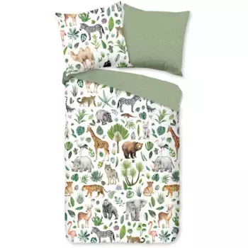 Доброе утро детское постельное белье «Самба», 100% хлопок, 120х150, молния, двусторонний вид, детский, животное, зеленый Good Morning