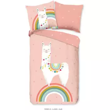 Доброе утро детское постельное белье «Лламаа», хлопок, 135х200, молния, двусторонняя, детский, девочка, лама, розовый Good Morning