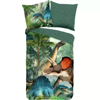Доброе утро детское постельное белье «Юрский период», хлопок, 135х200, молния, двусторонний вид, детский, динозавр, мальчик Good Morning, зеленый/мультиколор