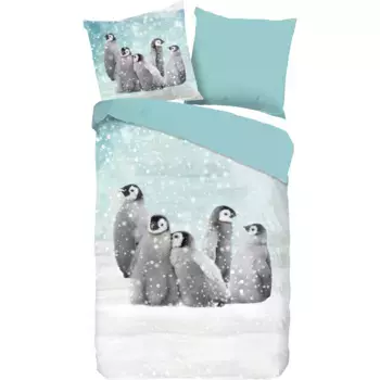 Доброе утро детское постельное белье «Pengu», бобер, 135х200, мягкое, теплое, на молнии, двусторонний вид, детское, зимнее Good Morning, синий/голубой
