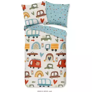 Доброе утро детское постельное белье "Мов", хлопок, 135х200, молния, двусторонний вид, ребенок, мальчик, транспортные средства Good Morning, цвет blau