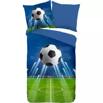 Доброе утро детское постельное белье "Гол", хлопок, 135х200, молния, двусторонний вид, детский, мальчик, футбол Good Morning, синий/зеленый/мультиколор