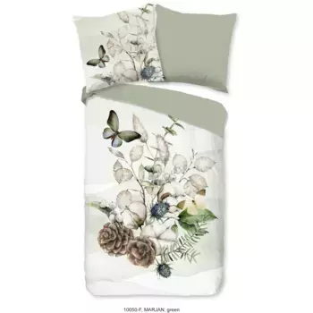 Доброе утро двустороннее постельное белье «Marjan», бобр, 135х200, зима, теплое, молния, двусторонний вид, цветы Good Morning, зеленый