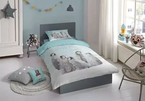 Доброе утро, фланелевое постельное белье, пододеяльник, 2 предмета, 140 х 220 см, наволочка 60 х 70 см Pengu 2505.20.01 Синий Good Morning