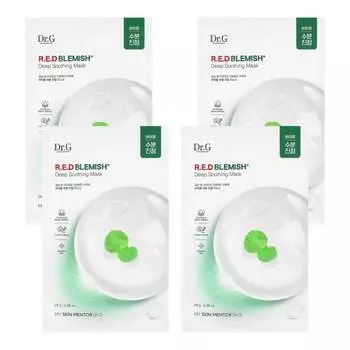Doctor.G Red blemish deep soothing mask 4 x 28 г - Успокаивающая тканевая маска, набор из 4 шт.