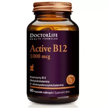 Doctor Life Active B12 биологически активная добавка с активным витамином B12 1000 мкг, 60 капсул/1 упаковка