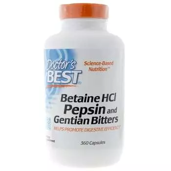 Doctor's Best, Биологически активная добавка Betaine Hcl Pepsin & Gentian Bitters, 360 капсул