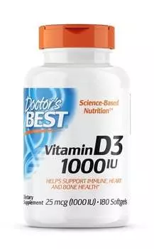 Doctor's Best, Витамин D3 1000 МЕ - 180 капсул