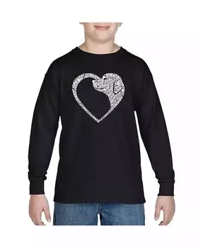 Dog Heart — детская футболка с длинными рукавами и надписью Word Art для мальчиков La Pop Art, черный