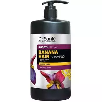 Доктор Sante, Banana Hair Shampoo, Разглаживающий шампунь для волос с банановым соком, 1000 мл, Dr. Sante