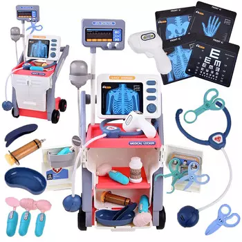 Докторский набор Тележка Доктор Интерактивный рентгеновский стетоскоп 16 элементов РОЗОВЫЙ X414R elektrostator