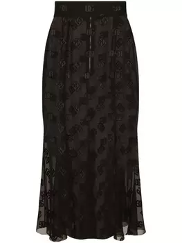 Dolce & Gabbana атласная юбка миди с логотипом DG, черный