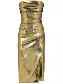 Dolce & Gabbana атласное платье без бретелей, золотой