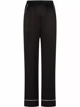 Dolce & Gabbana атласные пижамные брюки с контрастной отделкой, черный