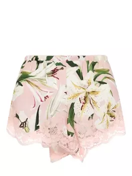 Dolce & Gabbana атласные шорты с цветочным принтом, розовый