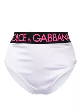 Dolce & Gabbana атласные трусы-брифы с логотипом, белый