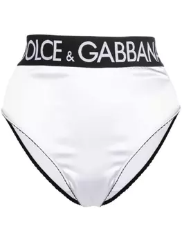 Dolce & Gabbana атласные трусы-брифы с логотипом, белый