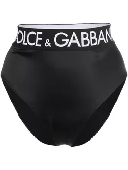 Dolce & Gabbana атласные трусы-брифы с логотипом, черный