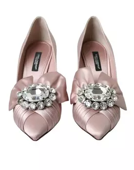 Dolce & Gabbana Атласные туфли-лодочки на высоком каблуке с кристаллами Женская обувь, розовый