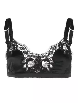 Dolce & Gabbana атласный бюстгальтер с кружевом, черный