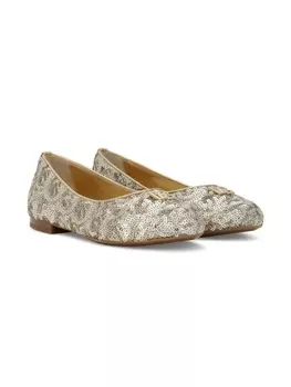 Dolce & Gabbana балетки с логотипом и пайетками, серебристый