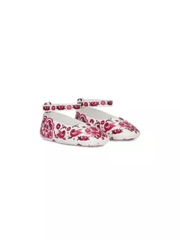 Dolce & Gabbana балетки с принтом Majolica, красный