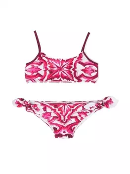 Dolce & Gabbana бикини с геометричным принтом и лифом-бандо, розовый