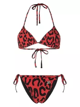 Dolce & Gabbana бикини с леопардовым принтом, красный