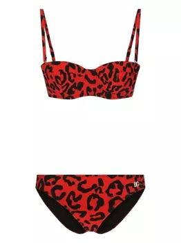 Dolce & Gabbana бикини с леопардовым принтом, красный