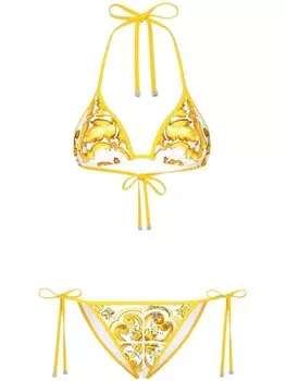 Dolce & Gabbana бикини с треугольными чашками и узором Majolica, желтый