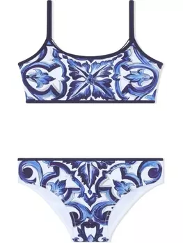 Dolce & Gabbana бикини с U-образным вырезом и принтом Majolica, синий