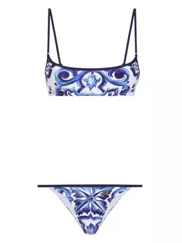 Dolce & Gabbana бикини с U-образным вырезом и принтом Majolica, синий