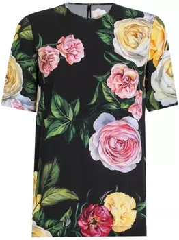 Dolce & Gabbana блузка с цветочным принтом, черный