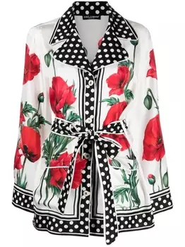 Dolce & Gabbana блузка с длинными рукавами и графичным принтом, белый