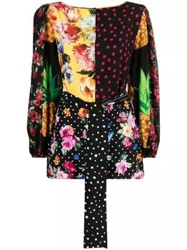 Dolce & Gabbana блузка с поясом и принтом, черный