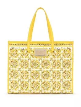Dolce & Gabbana большая сумка-тоут с принтом Majolica, желтый