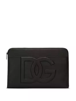 Dolce & Gabbana большой клатч с тисненым логотипом, черный