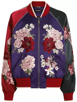 Dolce & Gabbana бомбер с цветочным принтом, фиолетовый