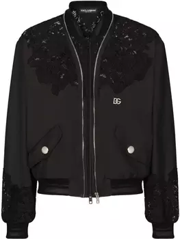 Dolce & Gabbana бомбер с нашивкой-логотипом, черный