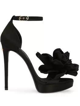 Dolce & Gabbana босоножки Keira 105 с цветочной аппликацией, черный