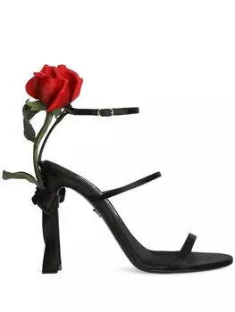 Dolce & Gabbana босоножки с цветочной аппликацией, черный
